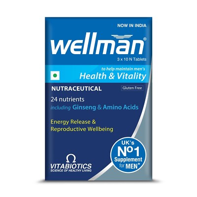 Wellman Multivitamin Tablets for Men - 21 Nutrients including Vitamin C 30 Tab