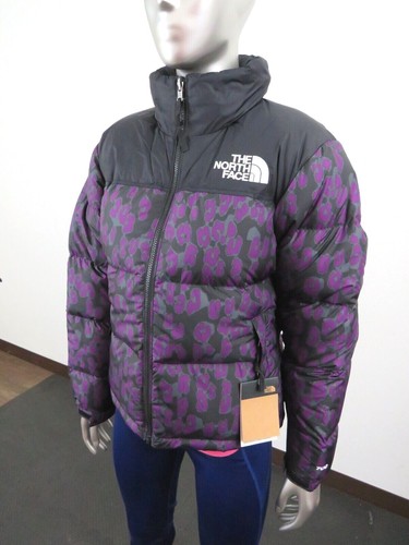 The North Face Women's Printed 1996 Retro Nuptse Jacket in Gravity Purple Leopard Print Small