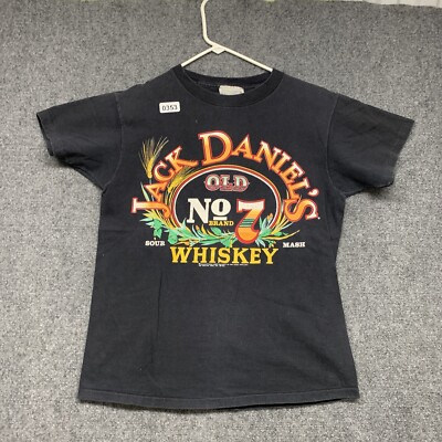 Vintage Jack Daniels T-shirt Adult Size Medium Black Short Sleeve Alcohol  Mens