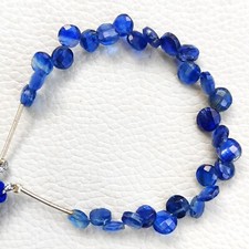 Natural Royal Kyanite Gem 5 to 6 mm Size Faceted Coin Shape Beads 5.5" Strand