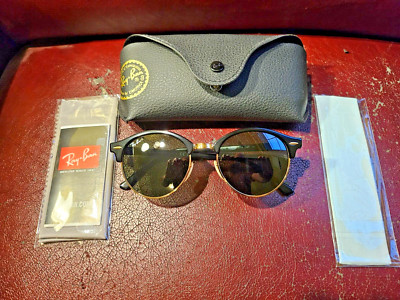 New Ray-Ban Clubround Sunglasses RB4246 Black & Gold Frame Not aviator wayfarer