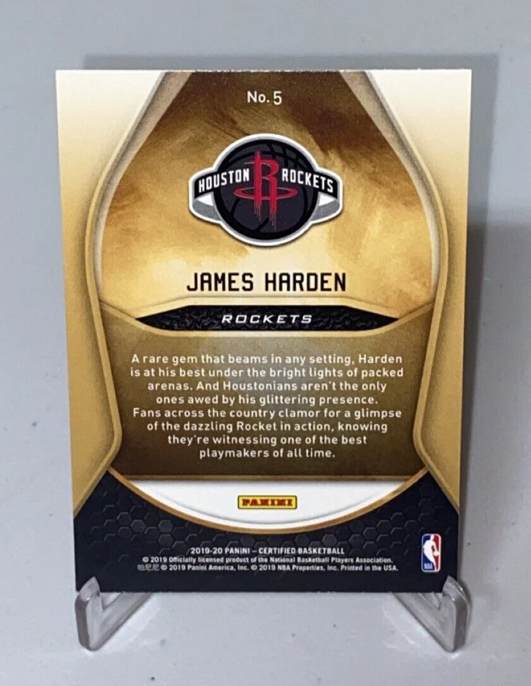 2019-20 Panini Certified James Harden Gold Team #5 - Image 2 of 4