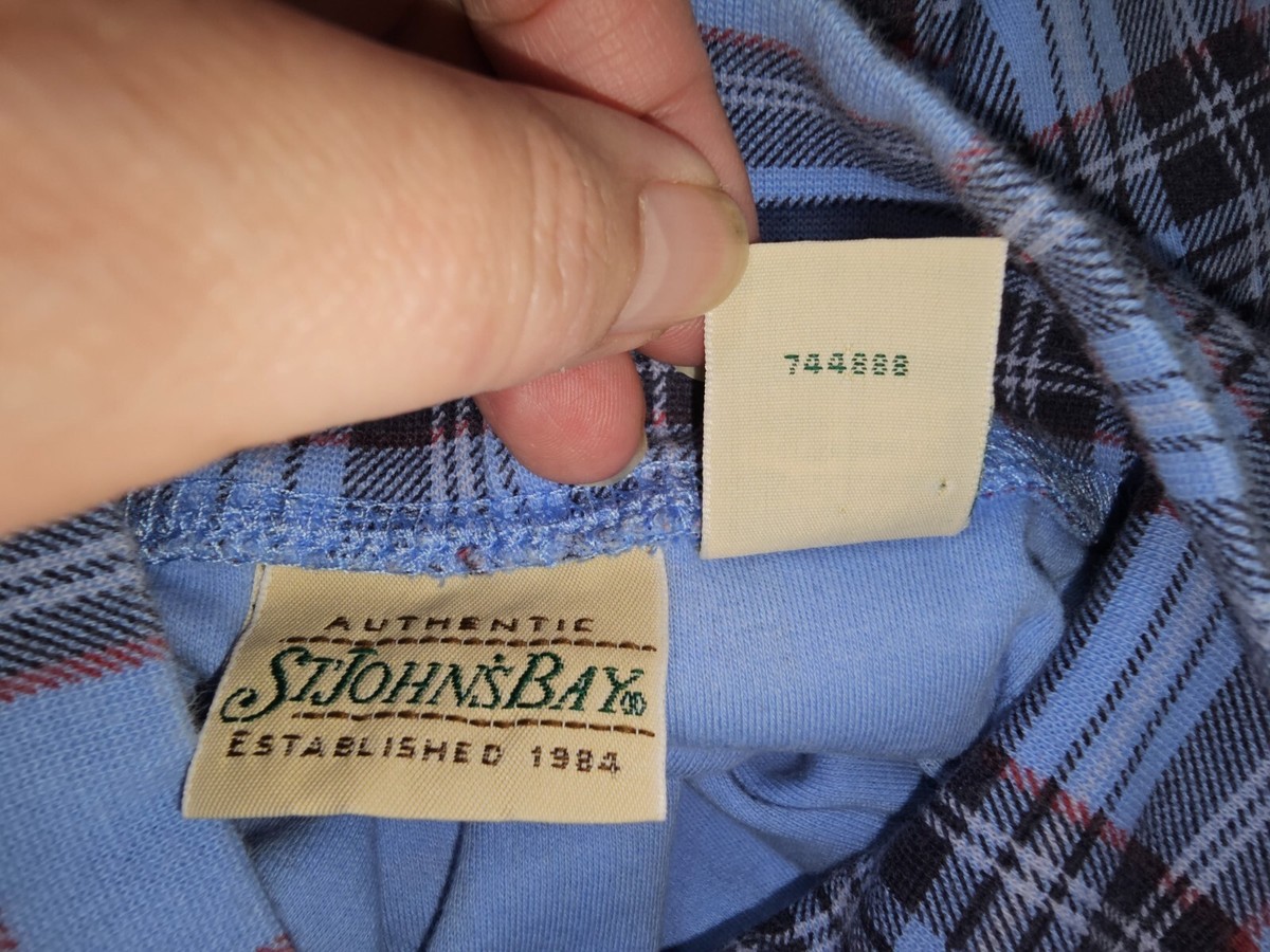 St Johns Bay Peri Blue Plaid Cotton Knit Mock-Neck Top Long St Johns Bay Peri Blue Plaid Cotton Knit Mock-Neck Top Long