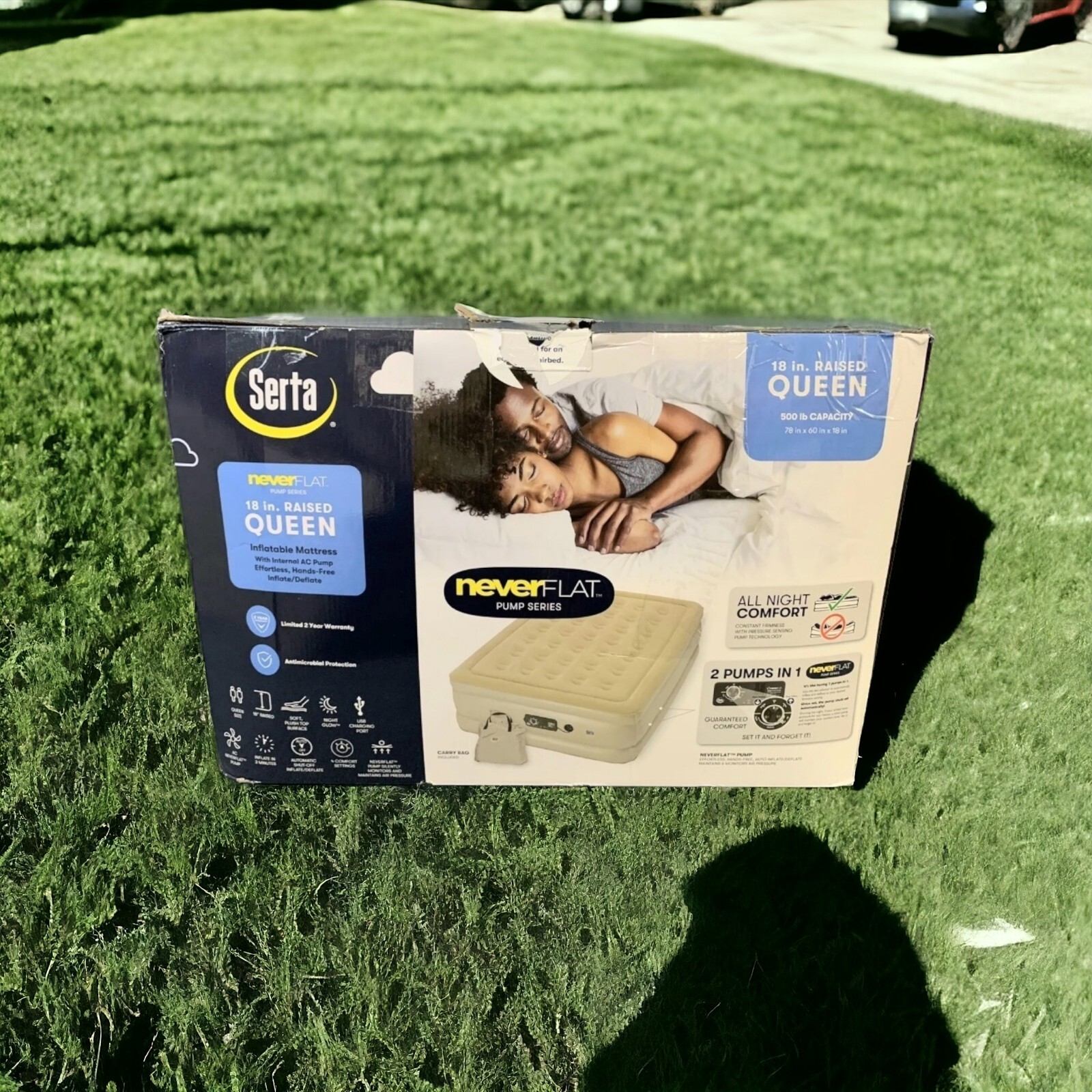 Serta Never Flat Raised Air Mattress with Electric Pump Double High