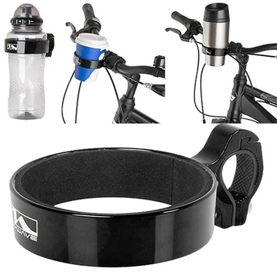 MESSINGSCHLAGER Fahrrad Becherhalter Lenker Aluminium Schwarz – passend für 22-28mm Lenker