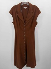 Pre-Owned Calvin Klein Brown Size 10 Short Short Sleeve Dress