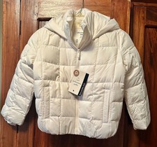 NWT Abercrombie Kids Girls Performance Puffer Jacket Coat Cream Size 7/8