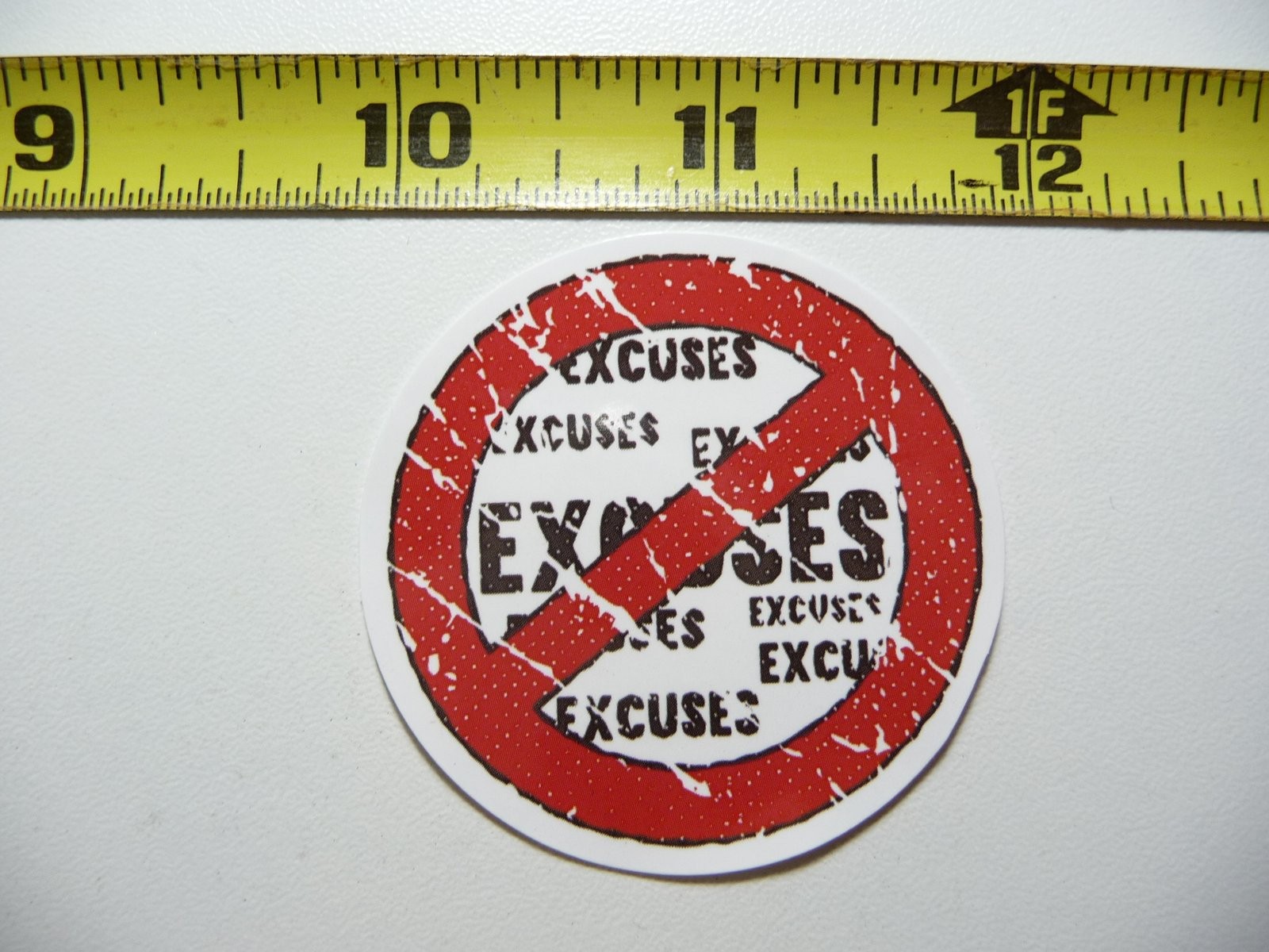 No Excuses Circle Slash Gym Fitness Decal Sticker for Weightlifting