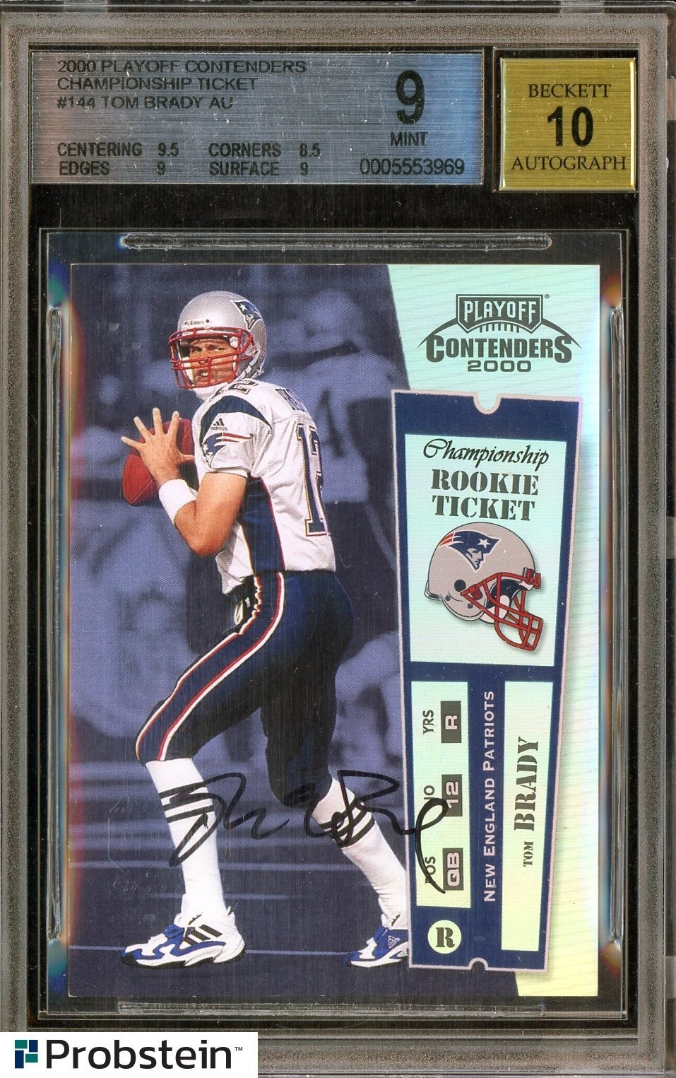 Lot (2) 2000 Contenders Championship Ticket TOM BRADY RC /100 BGS 9 AUTO 10 view 3