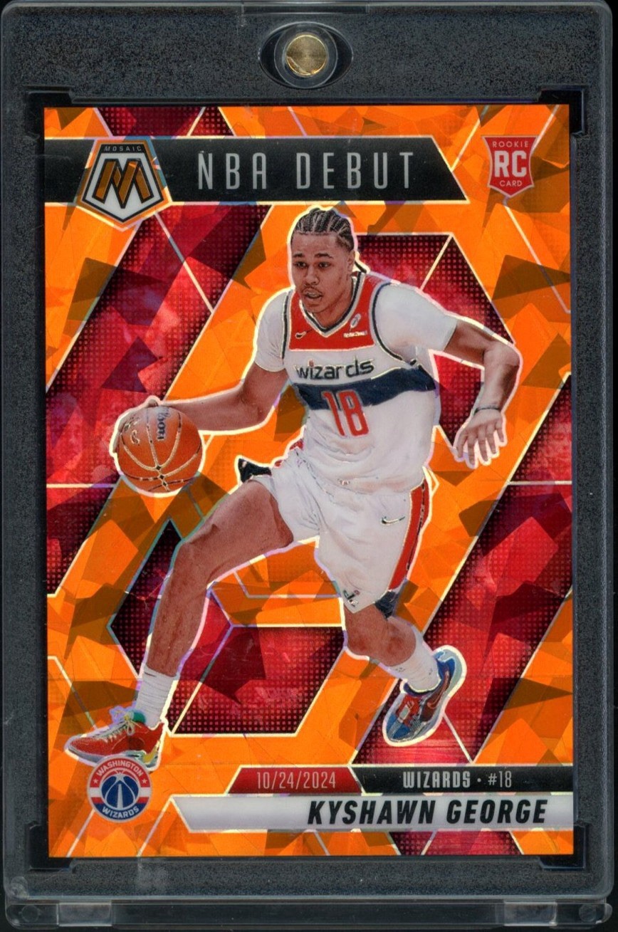 KYSHAWN GEORGE 2024-25 PANINI MOSAIC ORANGE ICE MOSAIC /49 WIZARDS #256 RC