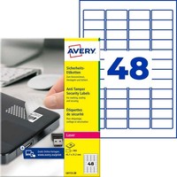 Avery Zweckform Sicherheitsetiketten L6113-20 Weiß 45,7 X 21,2 Mm, 20 Blatt