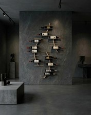 27 Bottle Modular Wine Rack Wall Mounted Metal Wine Storage Sculptural Black Gol