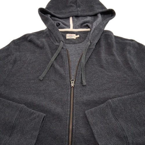 Faherty Hoodie Men's Large Full Zip Waffle Knit Cotton Cardigan Sweater EUC - Picture 2 of 8