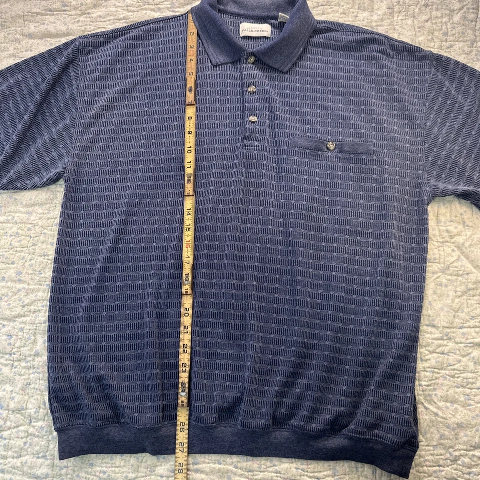 Vintage Authentic Falls Creek Polo Shirt Mens L Blue Golf Banded Bottom Tony - Image 4 of 4