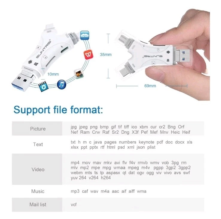 SD Card Reader for iPhone/ipad/Android/Mac/Computer/Camera,4 in1 Micro SD... - Image 4 of 4