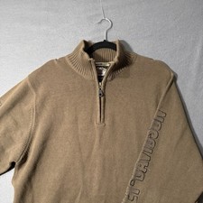 Harley Davidson Mens Brown Quarter Zip Heavy Knit Pullover Sweater Large