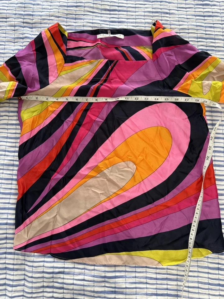 Blusa para mujer Trina Turk de seda, multicolor, talla S Foto 4 de 4