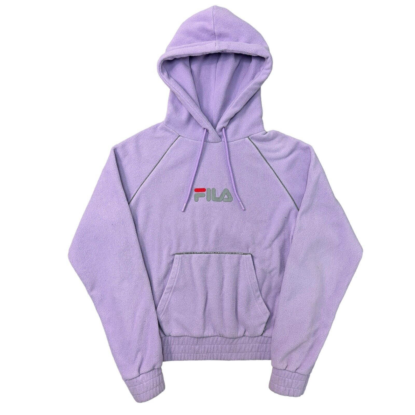 Felpa con cappuccio in pile Fila pullover grande logo Y2K viola donna piccola