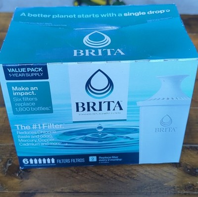 BRITA Water Filter Cartridges 4 Pack Removes Chlorine, Mercury, Copper, Cadmium