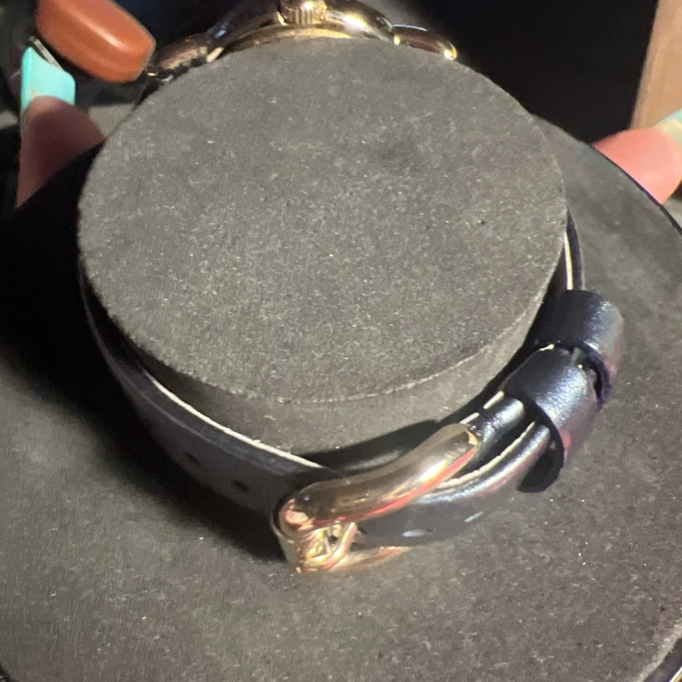 НОВЫЙ MARC JACOBS MARCI ЗОЛОТОЙ ТОН, СИНИЙ КОЖАНЫЙ РЕМЕШОК, ЗЕРКАЛЬНЫЙ ЦИФЕРБЛАТ, ЧАСЫ-MBM1221  - Изображение 3 из 4