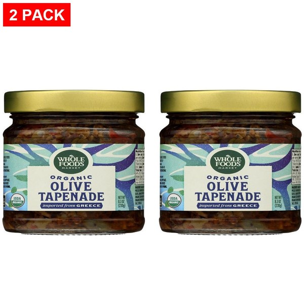Tapenade de aceituna orgánica Whole Foods Market, 8,1 OZ - Paquete de 2