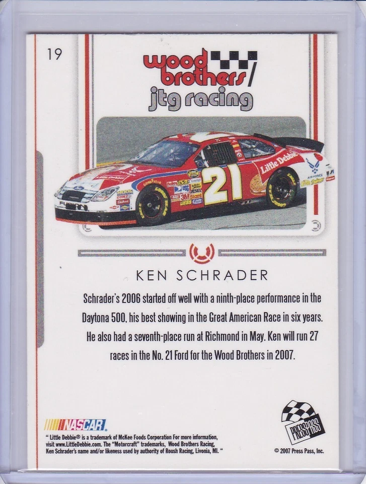 Ken Schrader 2007 Press Pass Premium card 19 - Image 2 of 2