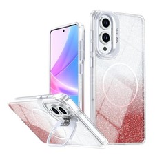 Red Glitter Magnetic Case with Gradient Lens Holder for Samsung Galaxy S8