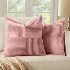 Blush Pink Valentines Day Corduroy Pillow Covers Pack of 2 Boho Decorative Splic