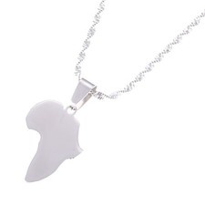 Stainless Steel African Map Pendant Necklace Jewelry Map of Africa Jewelry