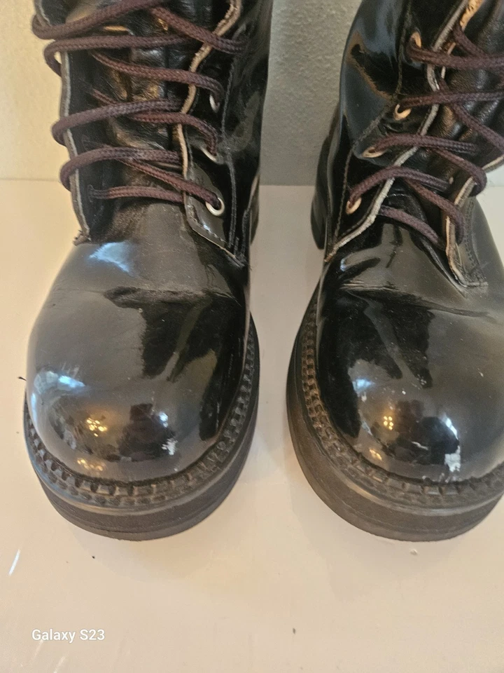 Botas masculinas Robert Wayne "Tattoo" tamanho 10 M combate militar emo gótico anos 90 glam rock - Imagem 3 de 4