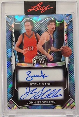 STEVE NASH / JOHN STOCKTON 2025 Leaf Authentics Vol. 2 Dual Auto On Card /7