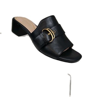 Cole Haan Crosby Slide Sandals Buckle Black Leather Grand 360 Womens Size 6B New
