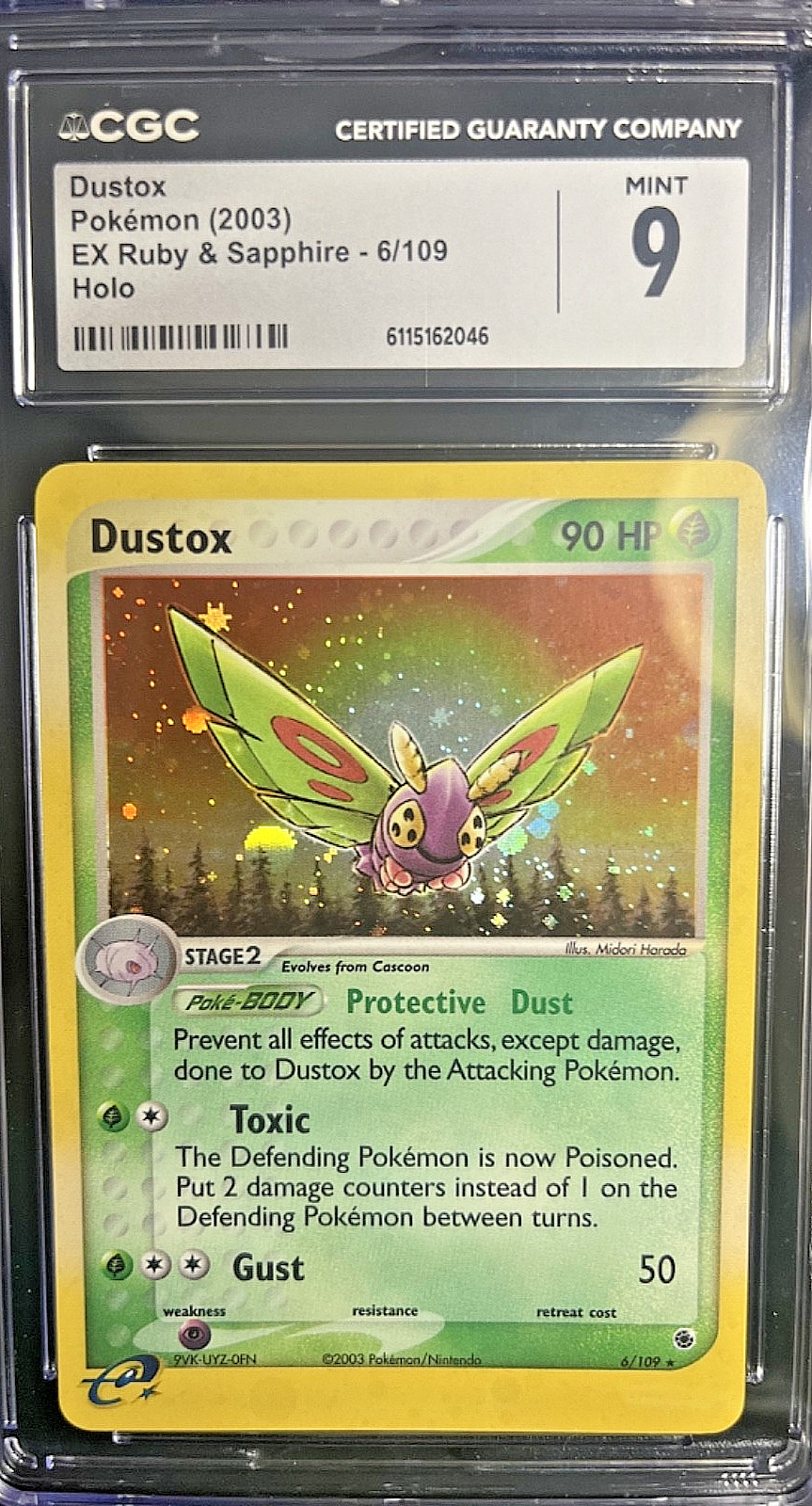 CGC 9 2003 Pokemon EX Ruby & Sapphire Dustox Holo Rare 6/109