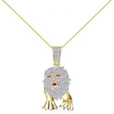 Echter echter natürlicher Diamant 0,60 ctw. Gehender König der Löwen Körper Charm Anhänger
