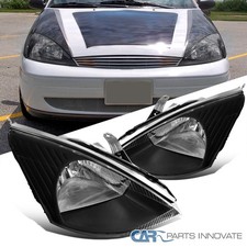 Black Headlights Fits 2000-2004 Ford Focus Head Lamps Leftright Pair 00-04