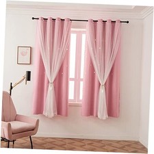 Girls Curtains for Living Room Bedroom Curtains 52"W x 63"L Pack of 1 Pink