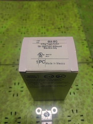 Pass & Seymour 664-WG 4-Way Toggle Switches 15A 120 277V White Qty 5