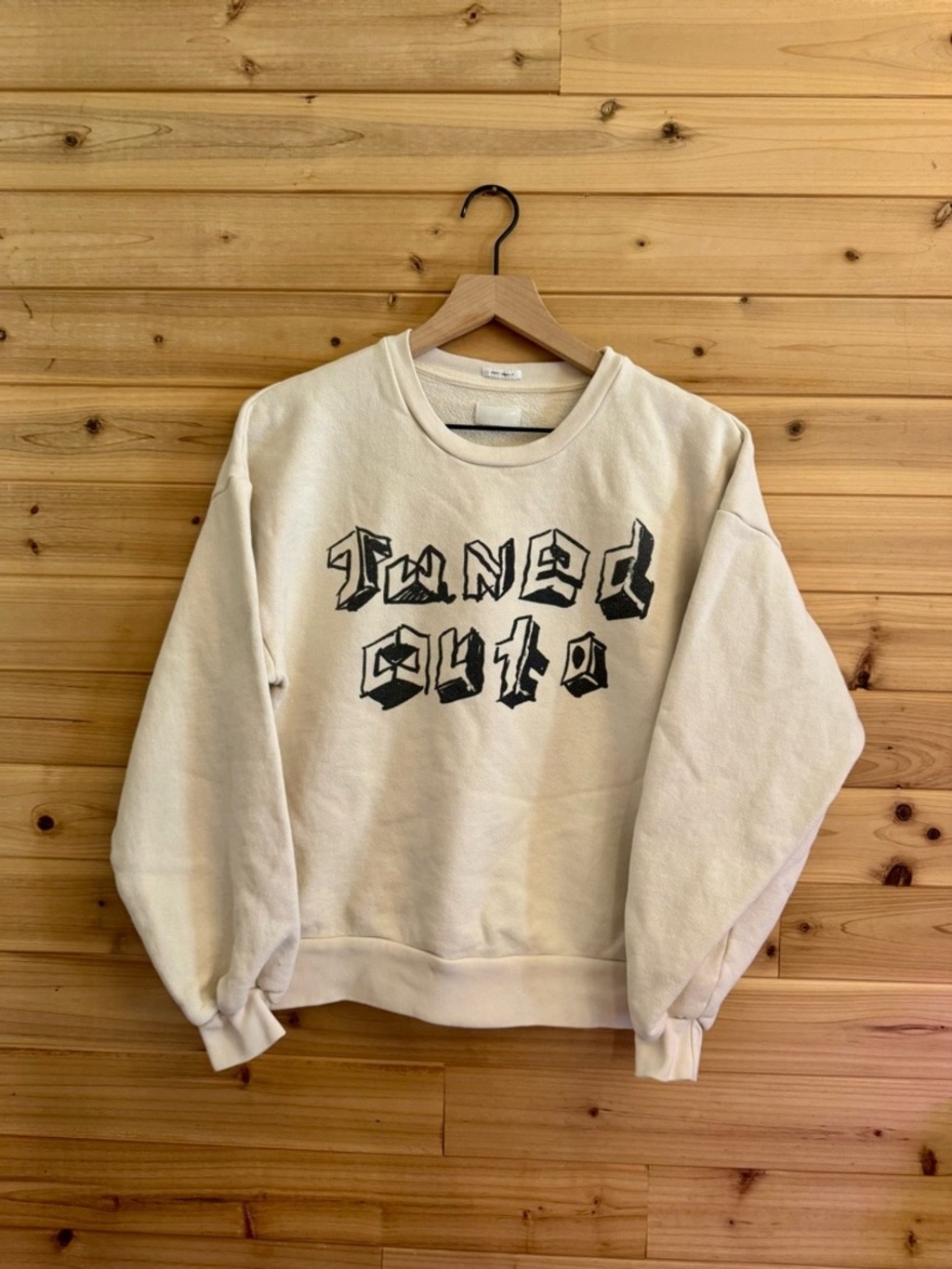 MOTHER XS Tuned Out The Drop Square Off White Cotton Crewneck Sweatshirt