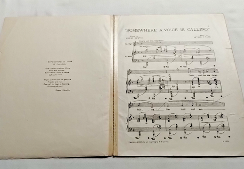 Somewhere A Voice Is Calling di Tate & Newton 1913 Vintage Pianoforte Vocale Spartiti - Foto 3 di 6