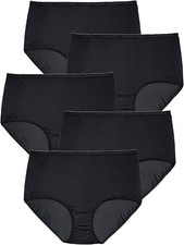 NWOT Black Comfort Choice 5 Pair Pack Cotton Brief Panties Size 8