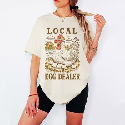 Lokaler Eierhändler Huhn Gehöft Tiere Damen T-Shirt Bauernhof Leben