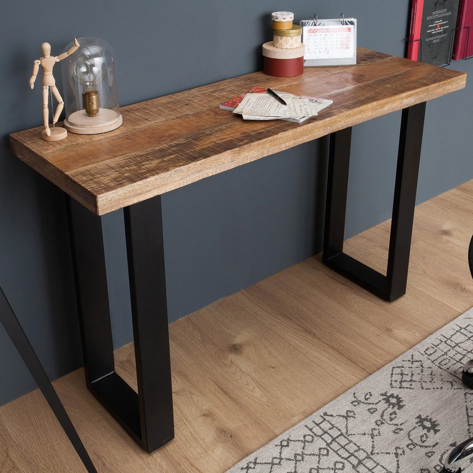 Industrial Design Konsolentisch IRON CRAFT 115cm Mangoholz Eisen Schreibtisch