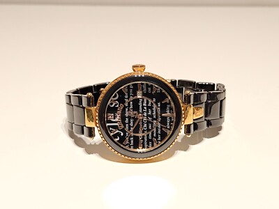 RETRO LUXURY GOLD PLATED  MEN'S LADIES 38mm QUARTZ  WATCH ''JOHN GALLIANO''CERAMIC