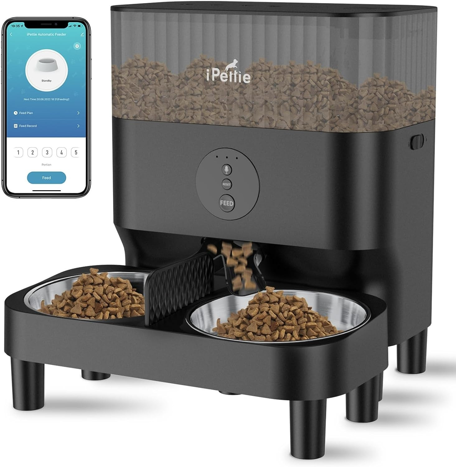 Smart Automatic Wifi Pet Feeder for 2 Pets - 5L Capacity, App Control