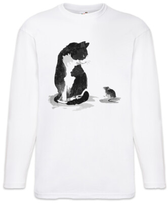 Cat And Mouse Langarm T-Shirt Cats Love Addicted Addiction Person