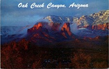 Oak Creek Canyon Arizona Snow on Red Cliffs Vintage Chrome Postcard Unposted A88