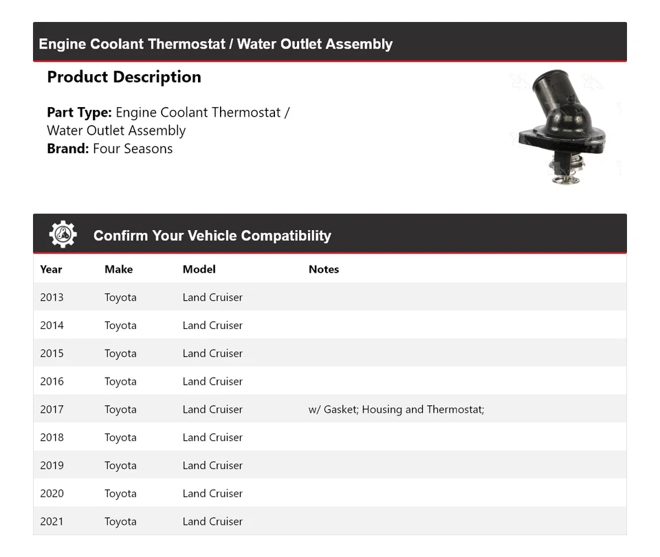 Conjunto de termostato/salida de agua para Toyota Land Cruiser 2013-21 4 estaciones Foto 2 de 4