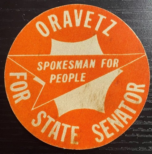 1972 Bob Oravetz PA State Senator 33rd District Logo Campaign Reflective Sticker