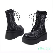Women's Lady Sweet Ankle Boots Mesh Lace Up High Heels Platform Shoes Round Toe
