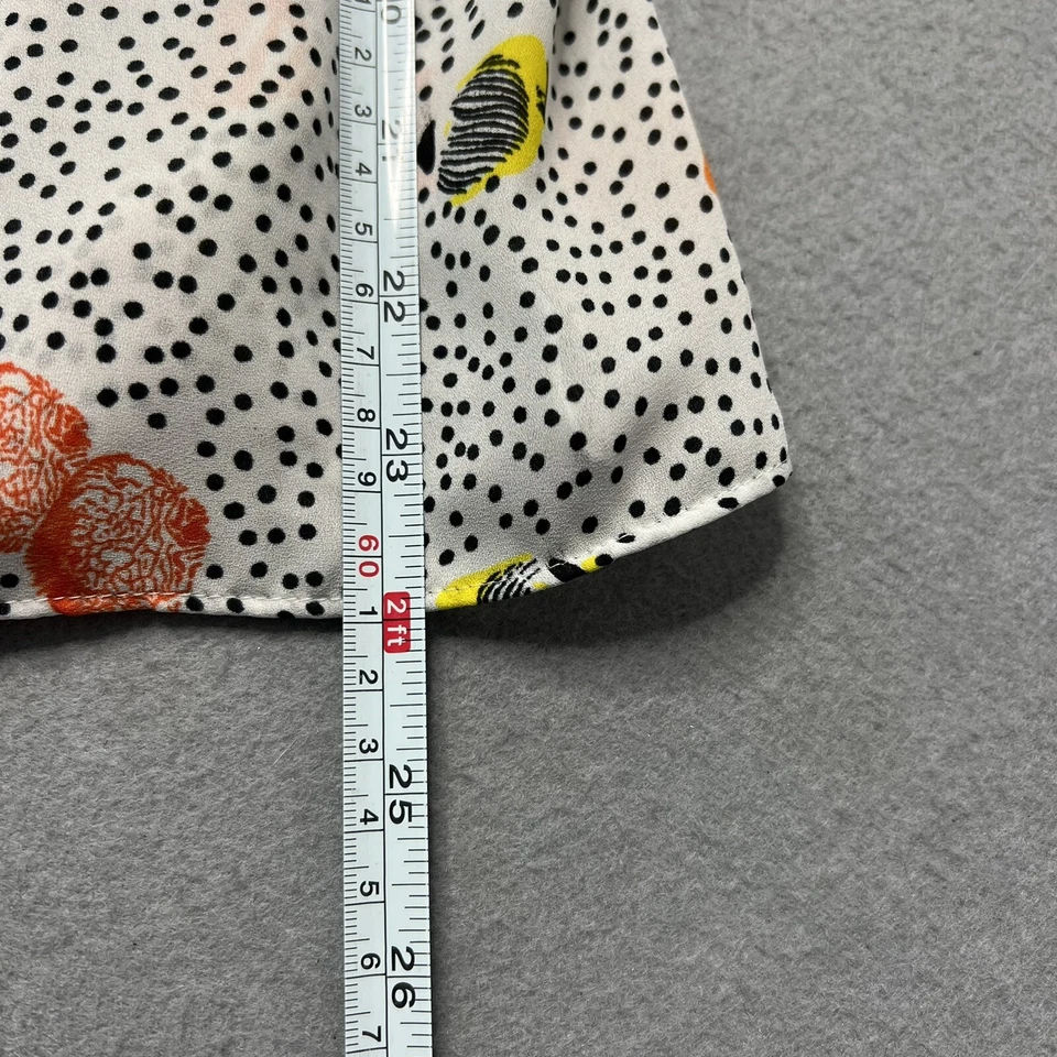 ZARA Camicia Basic Donna Taglia S - Blusa Bianca a Pois con Volant - Manica Corta - Immagine 4 di 4